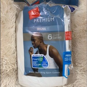 6 Hanes Premium Original Fit Tagless Tanks L NWT